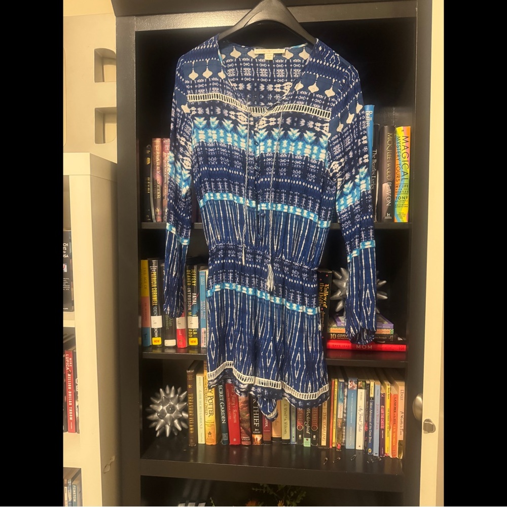 Boston Proper Blue and White Patterned Romper